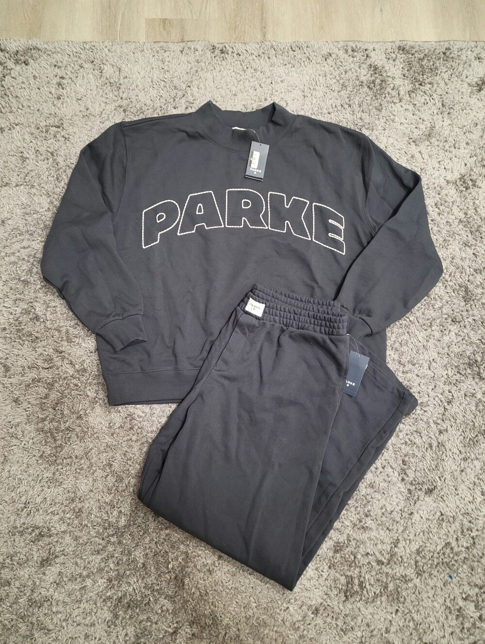 Parke X Target Mockneck Pullover Sweatshirt/Sweatpants SET Navy Blue L/LX NWT